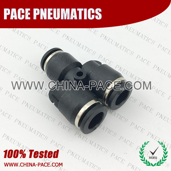 PY,union Y Push In Fittings, Inch Tube Pneumatic Composite Push in fittings, NPT htread push in fittings, pneumatic fittings
